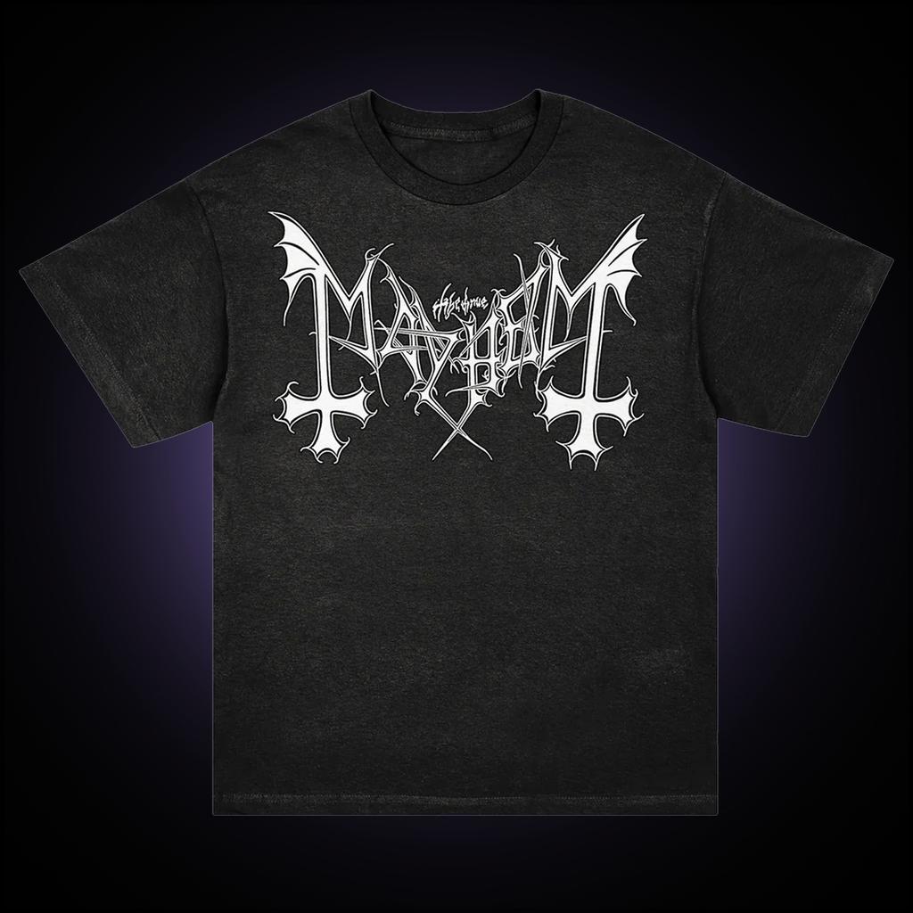 Mayhem Black Metal Band T-shirt Uomo Casual Cotone Vintage Moda Girocollo Manica Corta Comoda