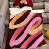 Peach Pink Ribbon Swirl Flannel Blanket Warm Soft Halloween Christmas Couch Warm Cozy Decorative Decor Gift for All Season