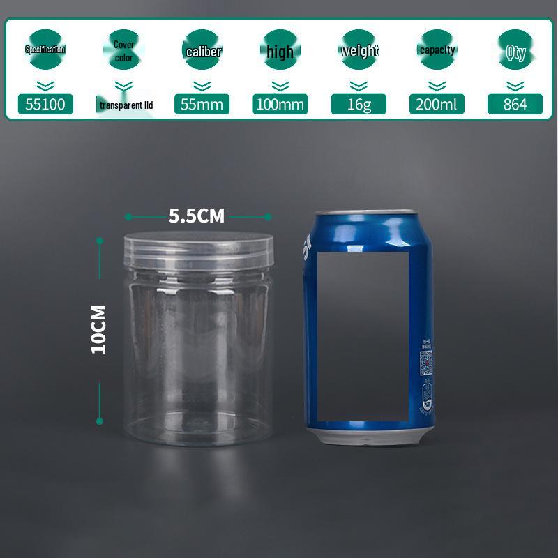 Transparent PET Airtight Plastic Snack Jar
