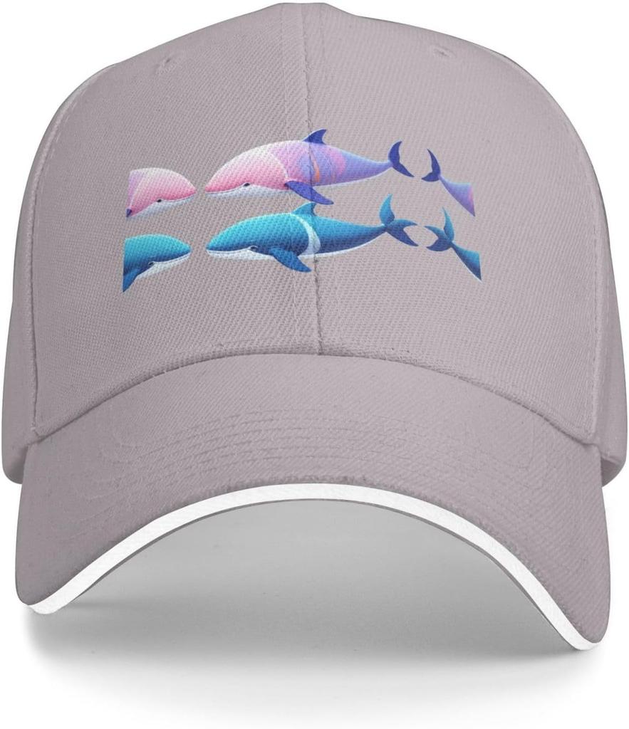Dolphin Graphic Baseball Cap Polyester Print Adjustable Casual Sports Outdoor Gray Cap Unisex