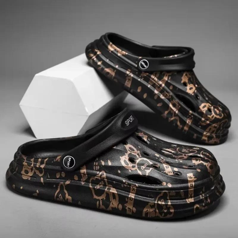 2025 Новые летние уличные нескользящие шлепанцы спортивные сандалии трендовая пара на толстой подошве 36-37 чёрный 4498₽