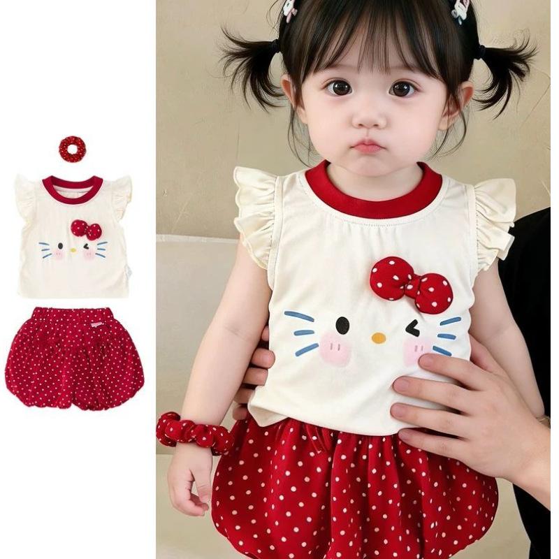 Cute Cartoon Summer Outfit Set For Baby Girls Stylish Two Piece Clothes For Infants And Toddlers Fashionable Seasonal Wear