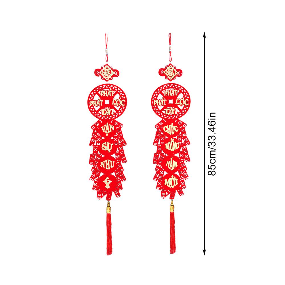 Vietnamese Lunar New Year Decoration Couplets New Year Red Knot Tassel Couplets Ornaments Spring Wall Ornaments for Asian Lunar
