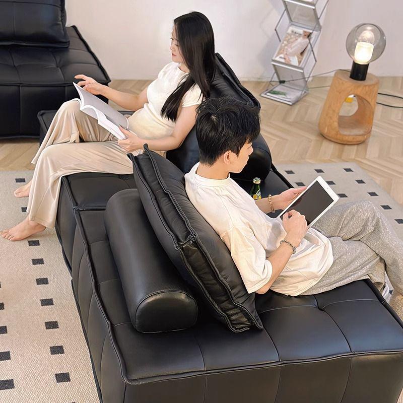 Minimalist Tech Fabric Double Module Sofa for Small Apartments