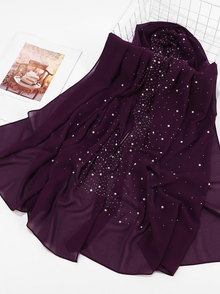 Rhinestone Chiffion Hjab Plain Scarf Tudung Bawal Headscarf Islamic Crystal Hjab Shawls and Wraps Women Muslim Foulard