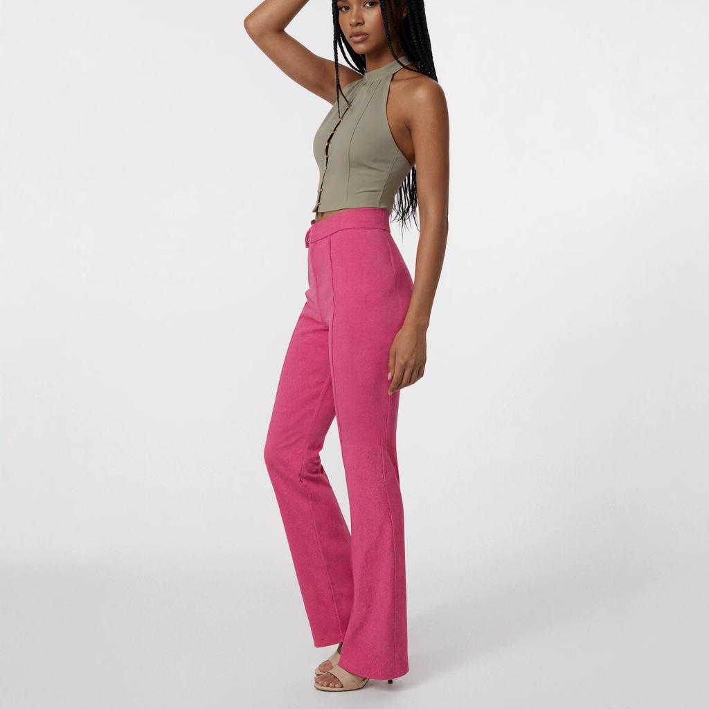 European and American SHEIN hot-selling women's clothing new zipper trousers casual high-waisted straight-leg suit pants