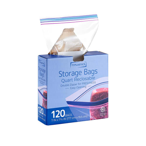 

TYPLASTICS Freezer Bags, Double Zipper Bags, Freezer/Refrigerator Food Storage Bags, Medium, 120-Count, Secure Closure, Reusable (17.7*19.5cm)