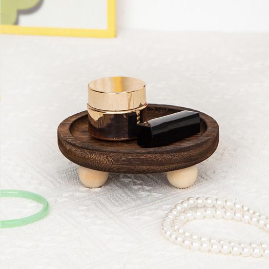 Wooden Riser Tray Multi-functional Round Oval Decorative Tray Pedestal Stand Bathroom Counter Jewelry Organizer Tray Decor