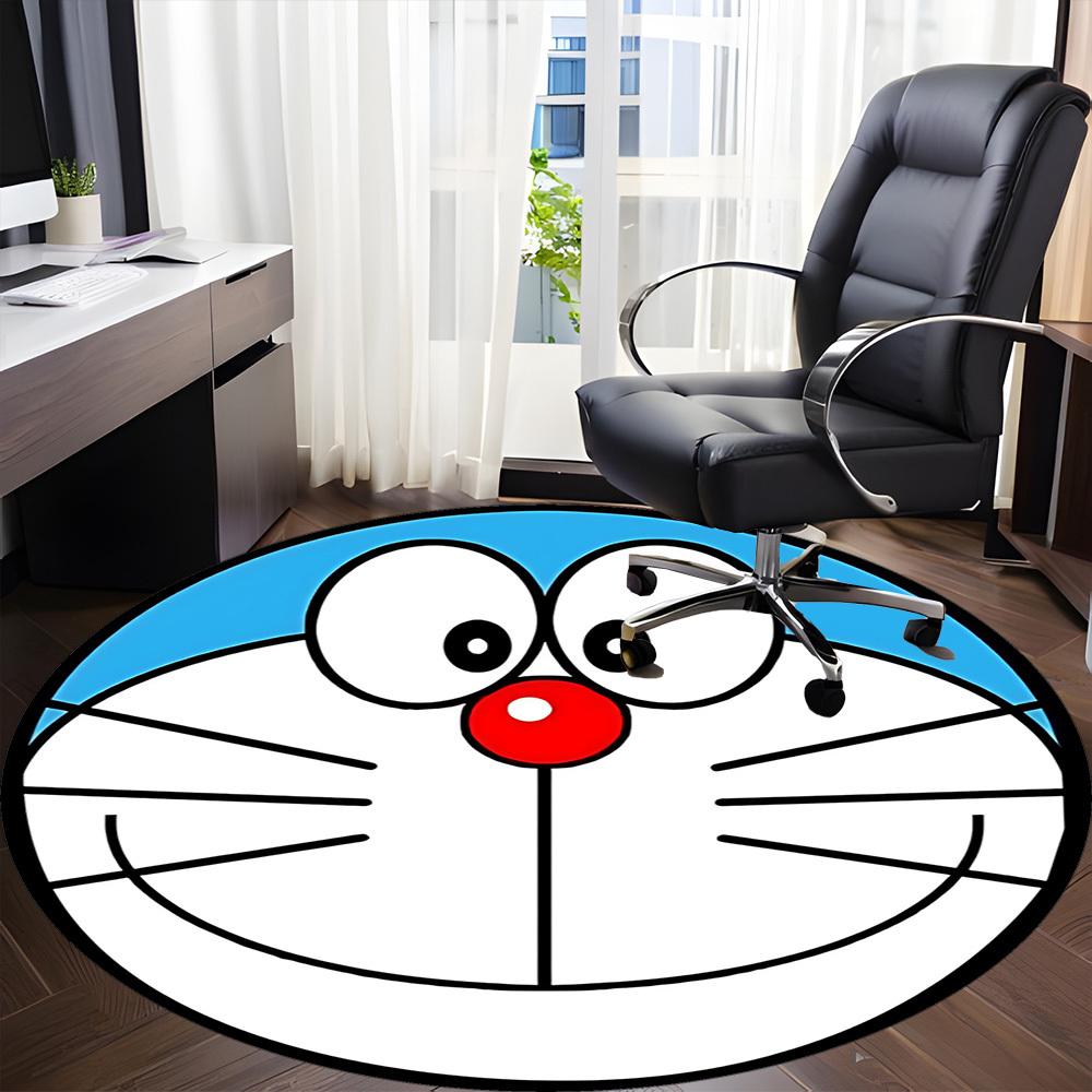 1pc Doraemon Robot Office Round Area Rug, Indoor Mat Suitable For Office, Bedroom Living Room Home Decor, Room Deco, Offic a0928181