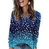 Women's Fashionable Oversized V-Neck T-Shirt With Polka Dot Print Long-Sleeved Pullover Top