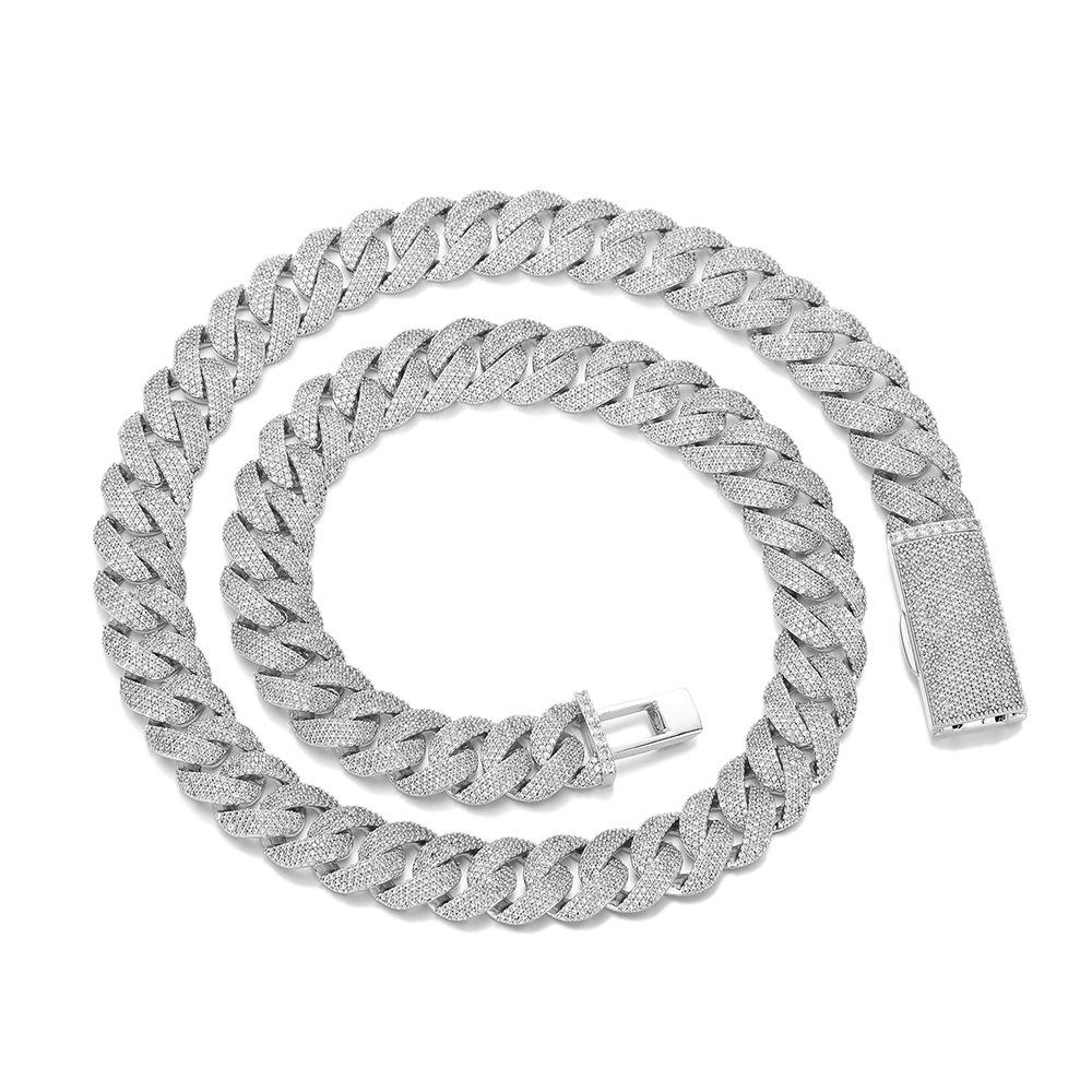 

11MM full zircon beveled Cuban chain necklace hip-hop style zircon necklace bracelet 1111 summer trend single item Bracelet 7inch (length about 18cm)