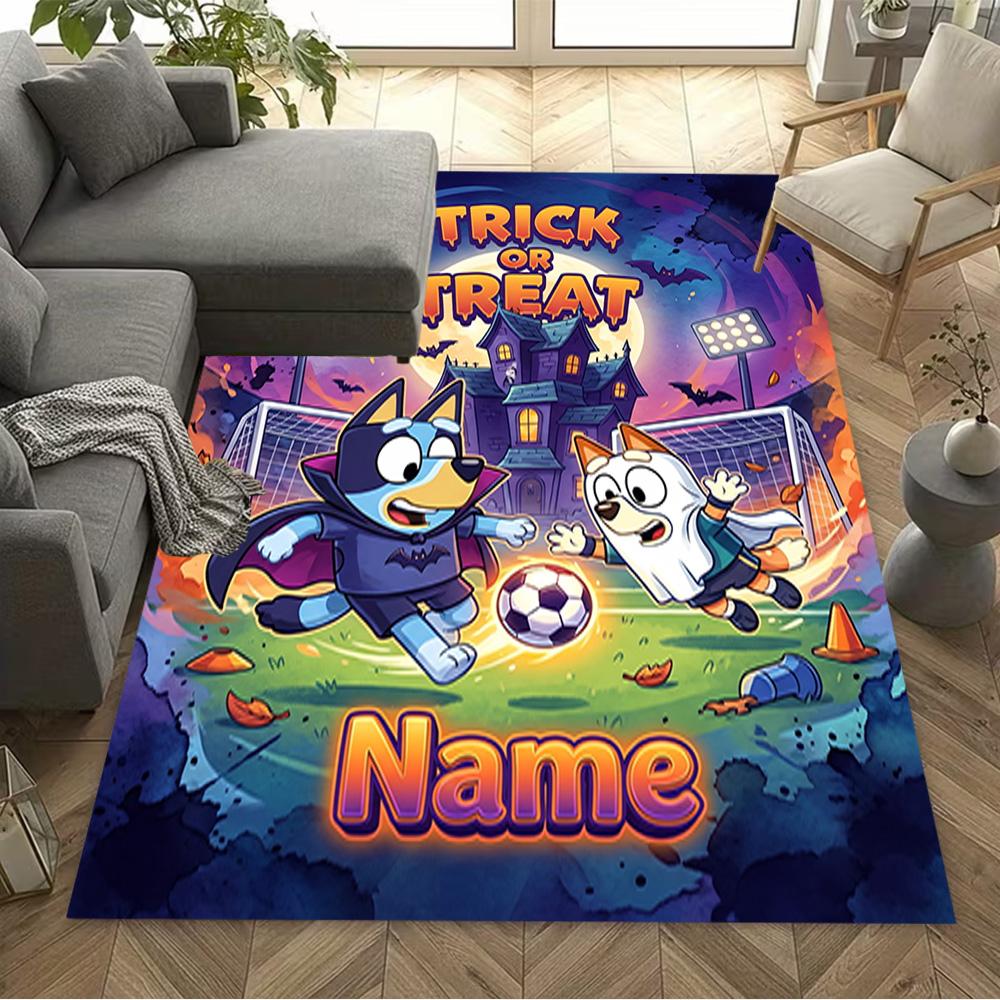 Halloween Night Adventure Customized Name Floor Rug Office Rug Suitable for Game Room Dormitory Dining Room Bedrooms Anti-slip Rug Decorate Offices