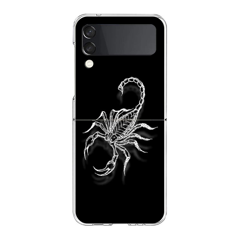 Phone Cover For Samsung Galaxy Z Flip 6 5 4 Case Transparent For Samsung Z Flip 3 Hard PC Foldable Shell Cartoon Scorpion Capas