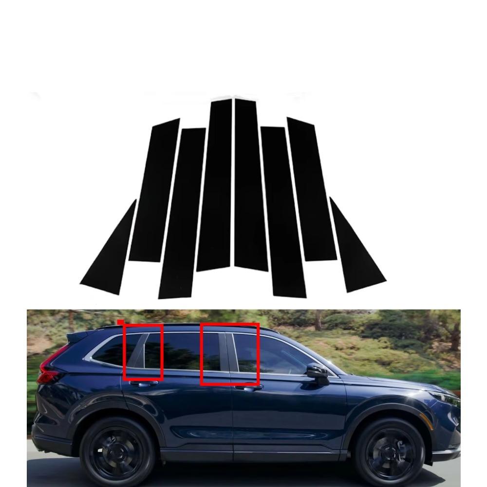 8 Stück Hochglanz Schwarz Tür Seitenleiste Säule Passend für HONDA CR-V 6 CRV RS 2023 2024 Fenster Dekoration Aufkleber Zubehör Abdeckung