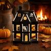Nischen-Feiertags-Sammlerstück Spukhaus Süßigkeitenglas mit Deckel, Synthetisches Harz Halloween-Aufbewahrung Saisonale Tischdekoration Behälter, 3D-Relief
