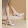 New Chinese style with skirt, sandals, high heels, women's stiletto, 2025 new pointed and versatile French style with cheongsam