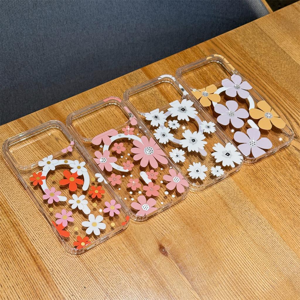 Four Seasons Flower for IPhone17promax Mobile Phone Case for Apple 16 Transparent N52 Magnetic 15 Anti-fall Protective Cover