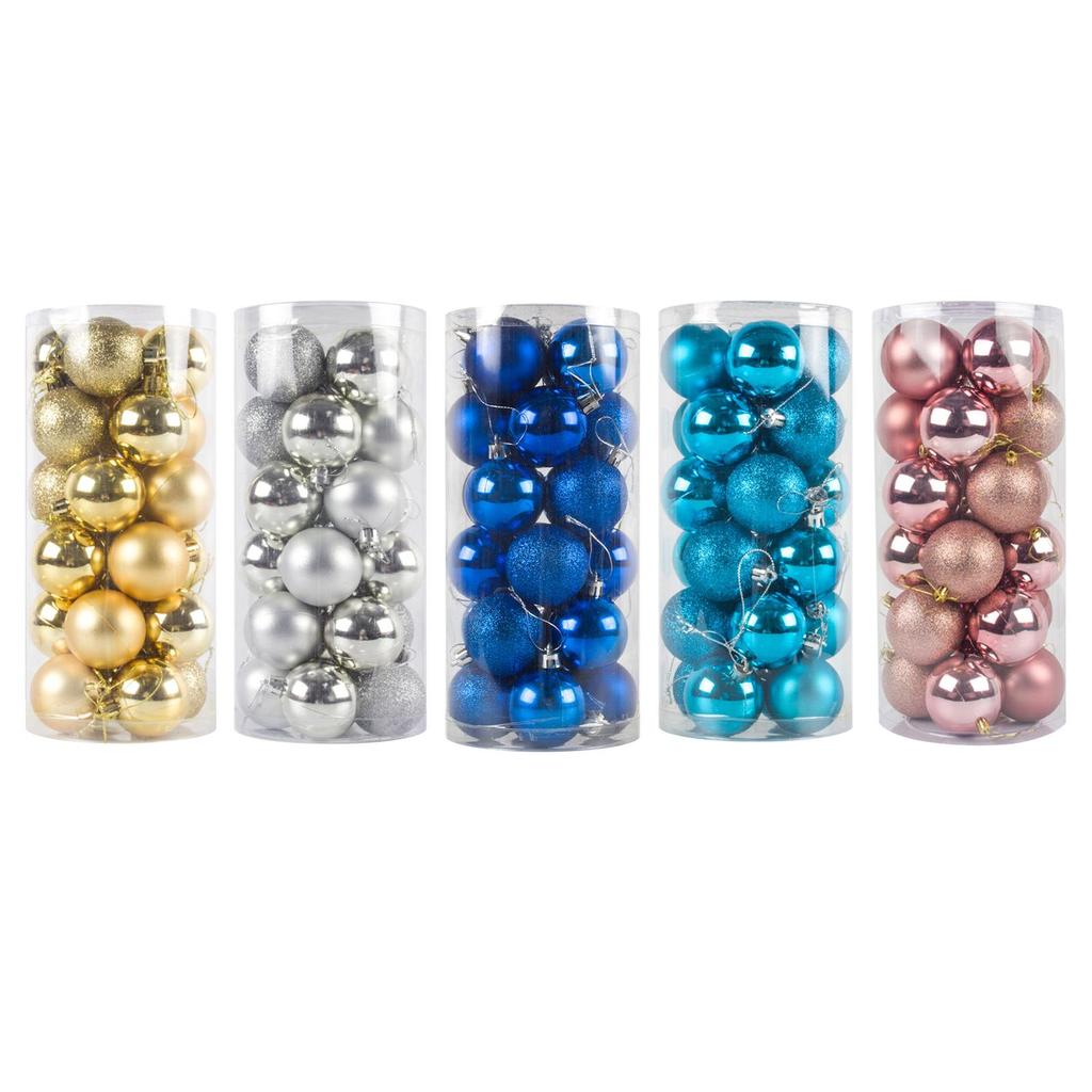24x Christmas Ball Pendants Crafts Shatterproof DIY Decor Hanging Balls for Birthday Engagement Indoor Anniversary Festivals