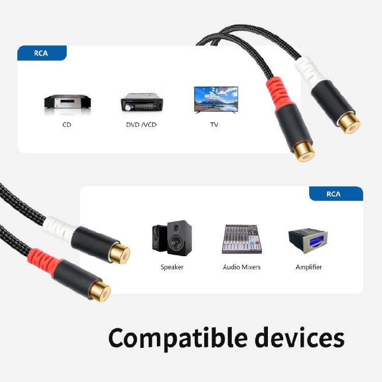 80cm 2RCA Female to Female Sound Cable for Extending 2RCA Connection on Various Devices