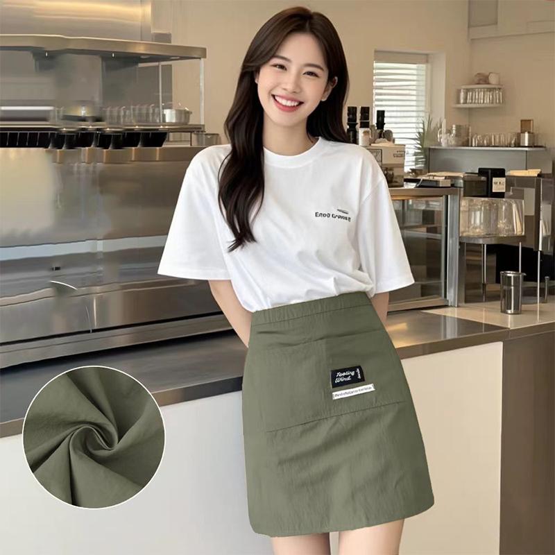 Einzelstück Kellnerinnen-Schürze für Damen mit verlängerter Taille und starken Nähten aus Canvas-Material