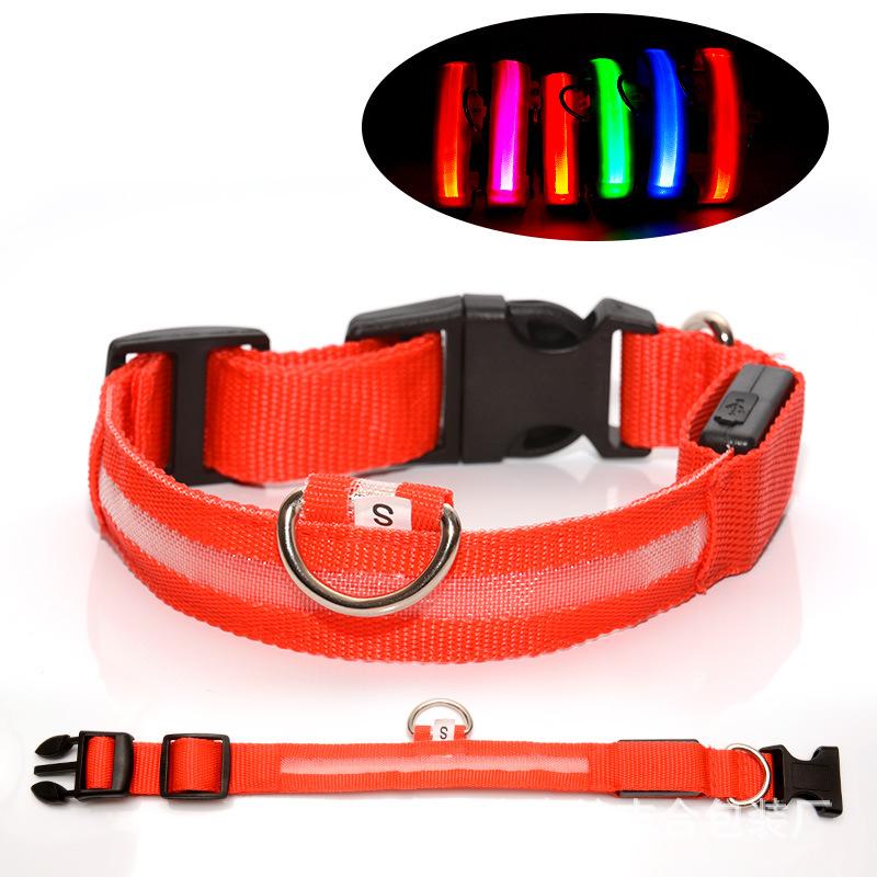 Dog Collar Nylon LED Night Safety Flashing Glow In The Dark Pet Dog Leash Pet Dogs Luminous Fluorescent Dog Accessories Collar