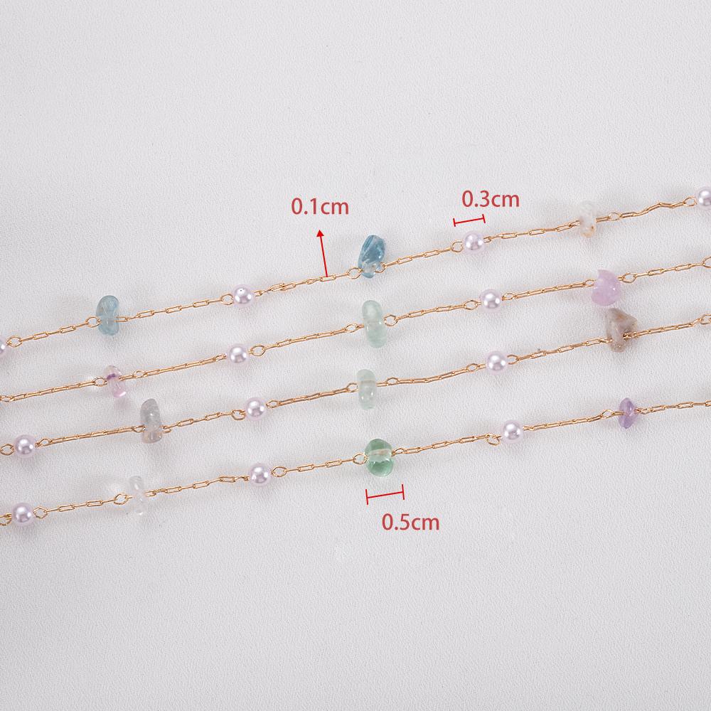 0.5M 1M Colorful Irregular Stone Necklace Chain Imitatied Pearl Copper Chains for DIY Holiday Necklace Jewelry Making Wholesale