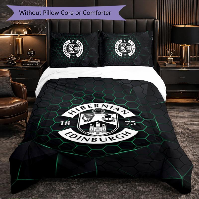 Biancheria da Letto a Tema Hibernian FC Set 3 Pezzi Copripiumino Biancheria da Letto Decorativa Per Stanza Adolescenti Decorazione Casa