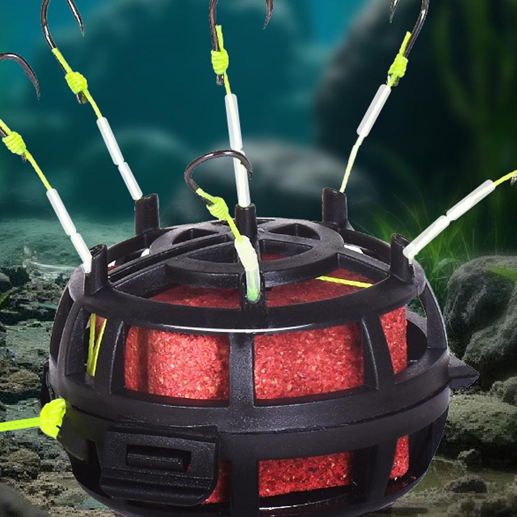 2pcs Anti-Bottom Fishing Rig Set Professional String Hook Bait Cage with 6 Hook Anti Winding Line Group Feeder Sinker