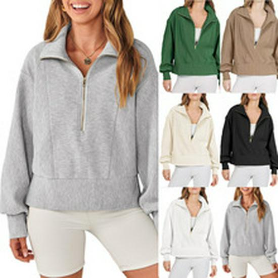 2025 Spring/Autumn Women's Casual Half-Zip Pullover Hoodie