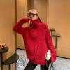 Women's Turtleneck Knitted Sweater Autumn Winter Korean Lazy Zipper Loose Pullover Top Thickened