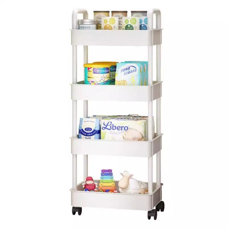Compact Multi-Layer Mobile Storage Rack for Kitchen, Bathroom, or Bedroom