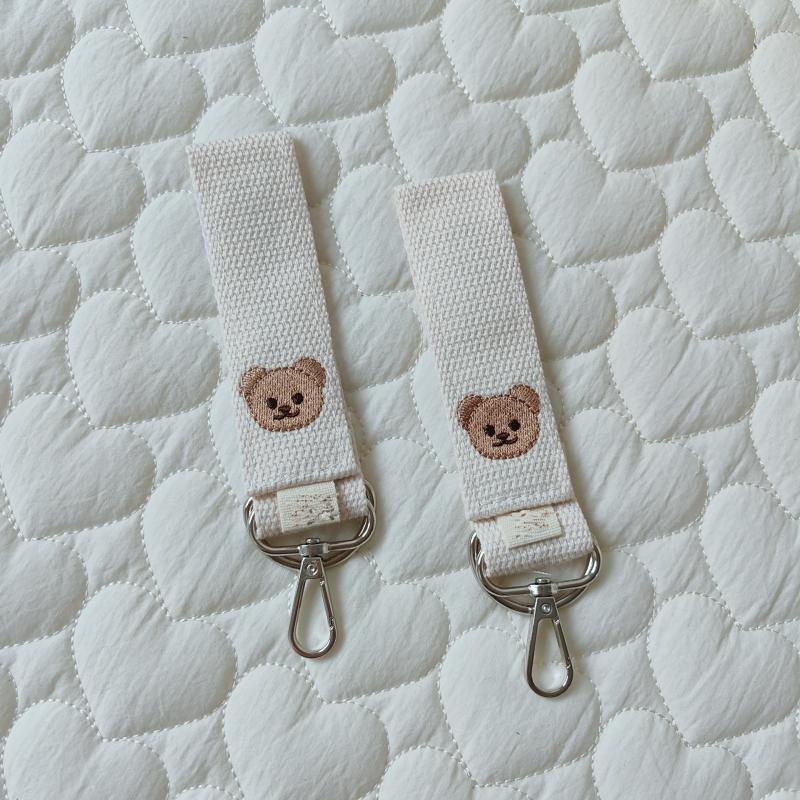 2Pcs Universal Pushchair Clip Baby Stroller Hooks Embroidered Bear Cartoon Hook For Hanging Mommy Bags Diaper Bag Accessories