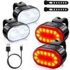 2 Set USB Rechargeable LED Bicycle Headlight Bike Front Rear Lamp Cycling Light