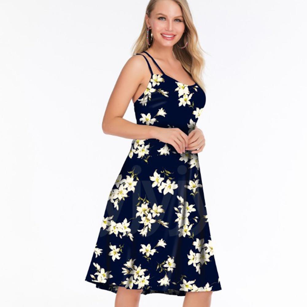 Elegant Women's Summer Sleeveless Floral Beach Dress Perfect For Holiday Occasions Size S-5xl