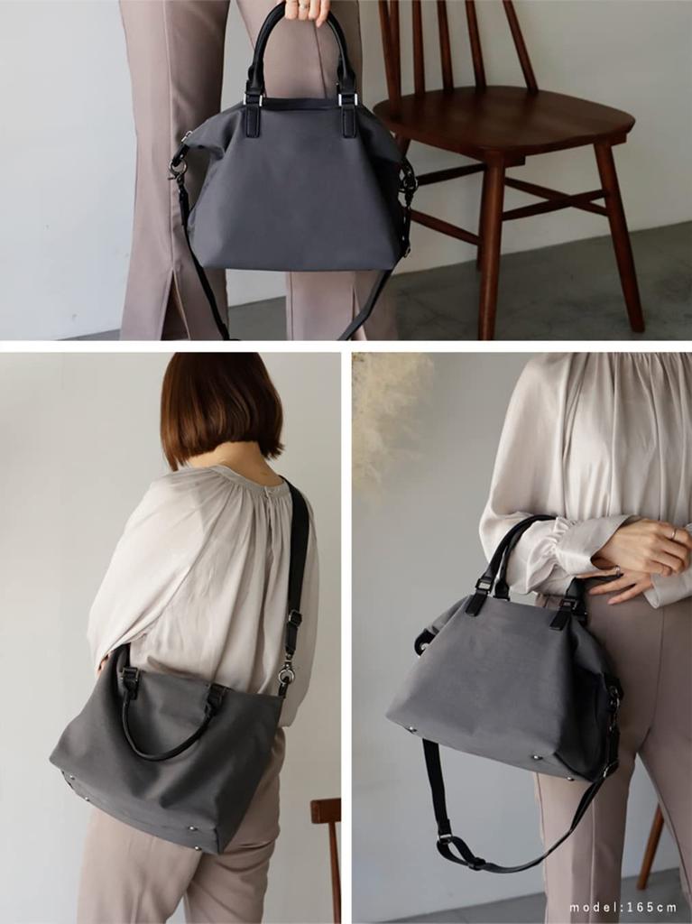 Bolsa Tote Combinada de Nylon 2 Vias Gratante, Feminina, Bolsa para o Trabalho, abb-g0043 (Carvão)