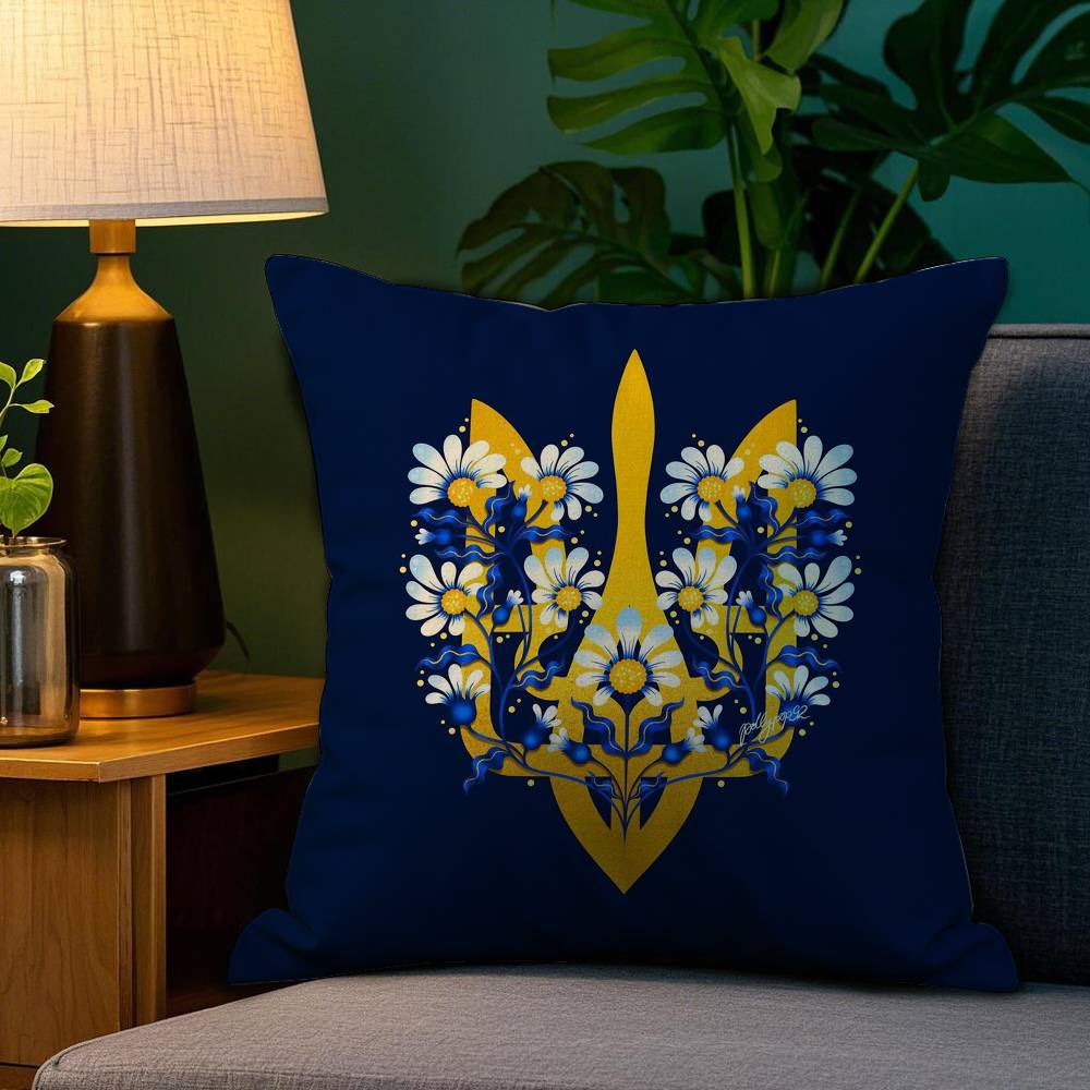 Ukraine Flag Aesthetic Pillow Case Plush Fabric Soft Double Sided Print Sofa Cushion Cover Throw Pillow Covers