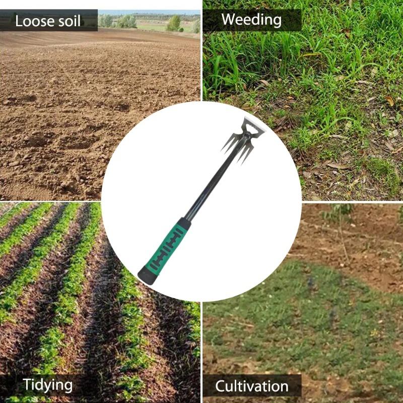 2 v 1 Ruční nástroj na odstraňování plevele 5/6/11 zubů Kypření kořenů trávy Zahradní zahradnický vytrhávač Odstraňování Plevelící nástroj pro zahradu trávník dvůr