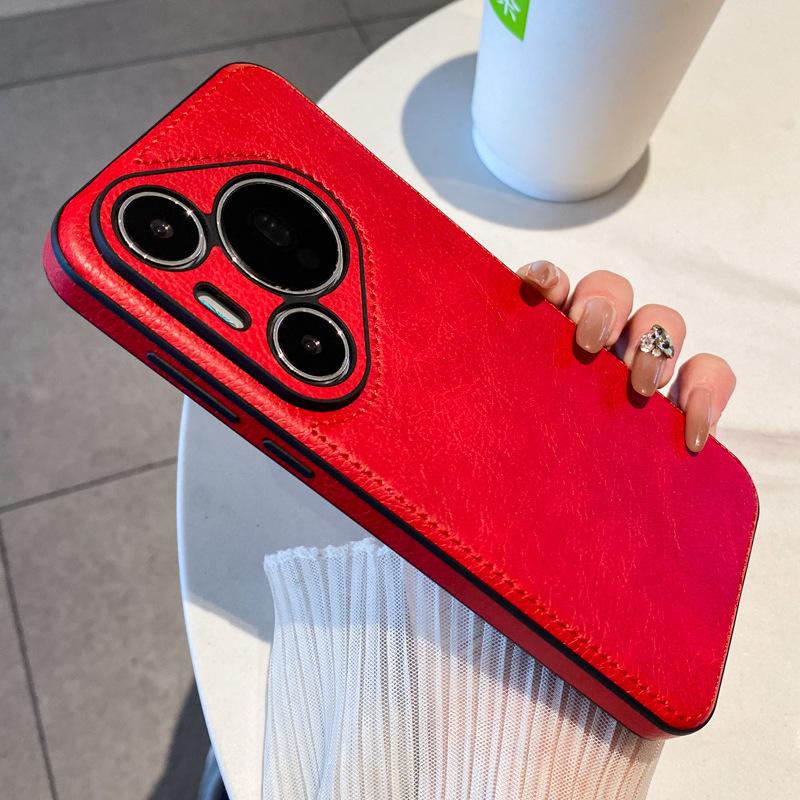 Retro Style Leather Pattern Suitable for Huawei Pura70pro Mobile Phone Case P70 Ultra Leather P70 New Model Full Inclusive Anti Fall