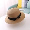 1pc Panama Hat Simple boater Summer Beach Hat Female Casual Lady Women Flat Brim Bowknot Straw Cap Girls Sun Hat Chapeu Feminino