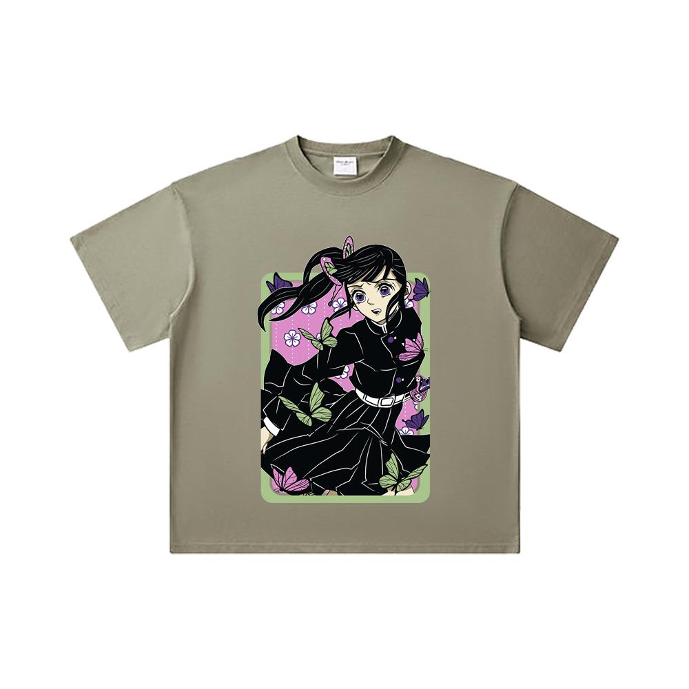 260 GSM Double Yarn 32 Count 100% Cotton Demon Slayer V77 Kanao Print Unisex Heavy Cotton T Shirt