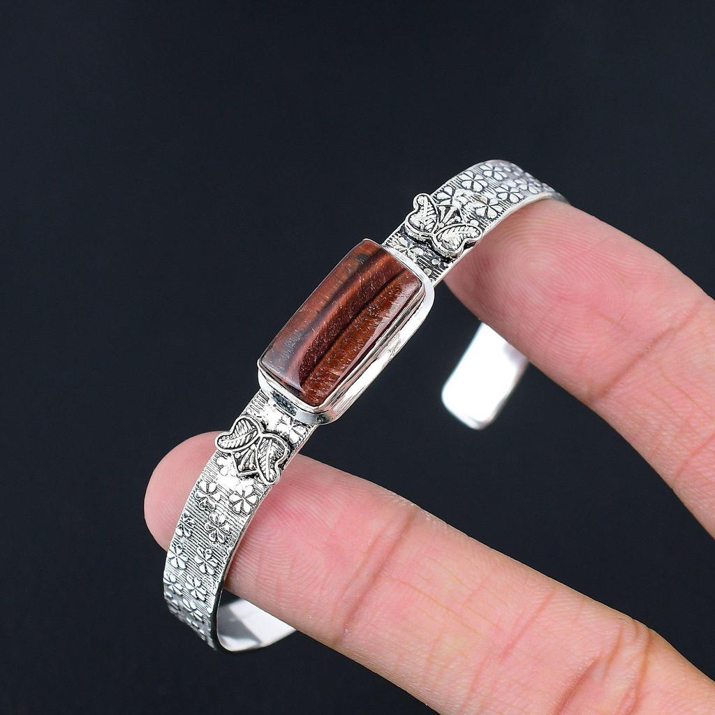 Daughters Day Sale Tiger Eye Stone Mother Handcrafted New Bangle Sterling Silver
