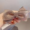 Shiny Rhinestone Double Layered Bow Hair Clip with Spring Clip for Women's Elegant Sexy Headwear Fashionable Girl Hair Accessory
