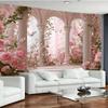 1Pcs Pink Roses White Columns Butterflies Arch Decoration Background Garden Backdrop Decorations For Photo Studio Booth Party