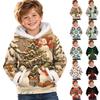 Kids Long Sleeve Christmas Print Casual Fashion Hooded Top