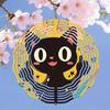 Cute Black Cat Wind Spinner Outdoor Decorative Kinetic Yard Art Hanging Wind Chime for Halloween Christmas Thanksgiving Durable Metal Garden Decor