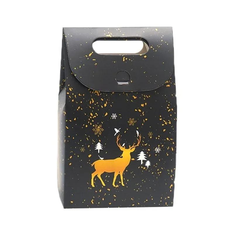 5pcs/set Christmas Gift Box Night Sky Deer Paper Bag Chocolate Biscuit Candy Box Christmas Decoration Gift Bag