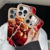 Phone Case: 2D Flat Lambskin Suitable for iPhone 18, 17, 16, 15, 14, 13 Pro Film Protective Case, Full-screen Red Roses, Christmas and Halloween Gift