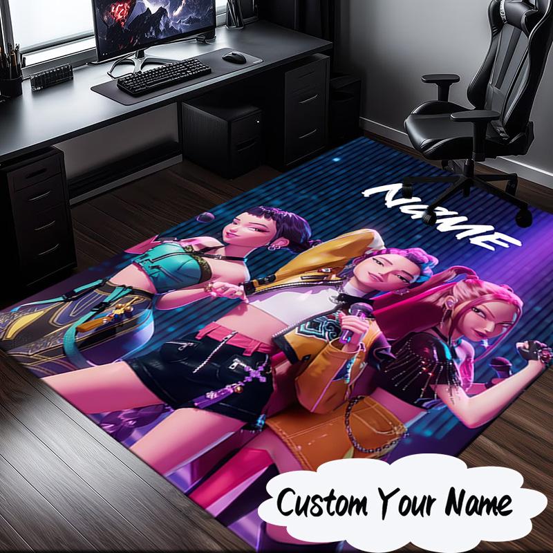 Custom Name KPop Cartoon Carpet, Chair Rug,Area Rug for Office Bedroom living rooms bedroom, Doormat decor Christmas fan gifts