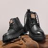 Fashion Casual Leathe Men's Motorcycle Boots Autumn Winter High Top Shoes Business British Ankle Boots Warm Plush Fur Basic Boot