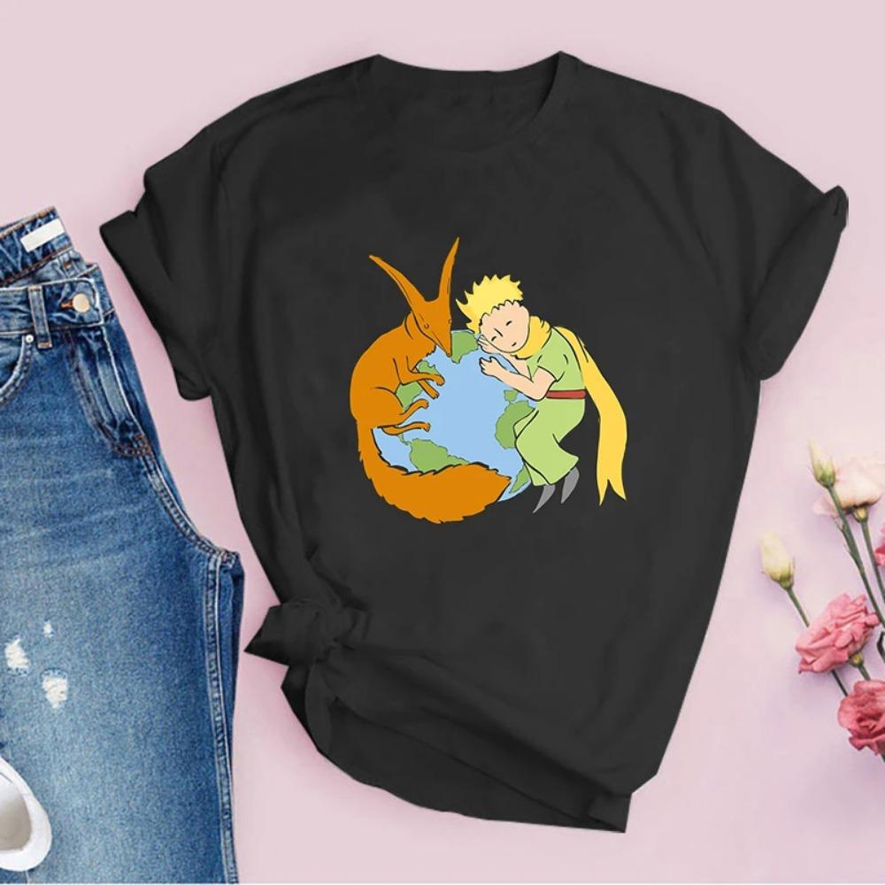 2026 New Arrival Little Prince Printed T Shirt Round Neck Short Sleeve Tshirt Female Harajuku Ladies Tshirts Casual Tee